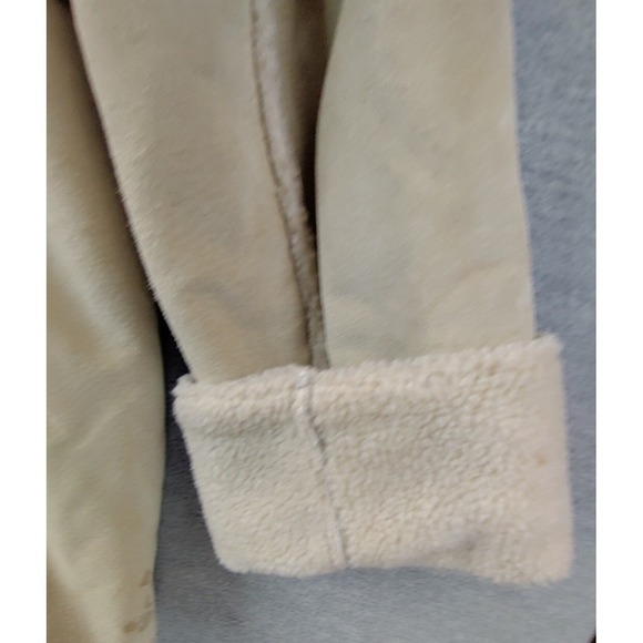 St Johns Bay Womens Jacket Large Beige Leather Suede Sherpa Lined Soft Washable - Picture 14 of 15